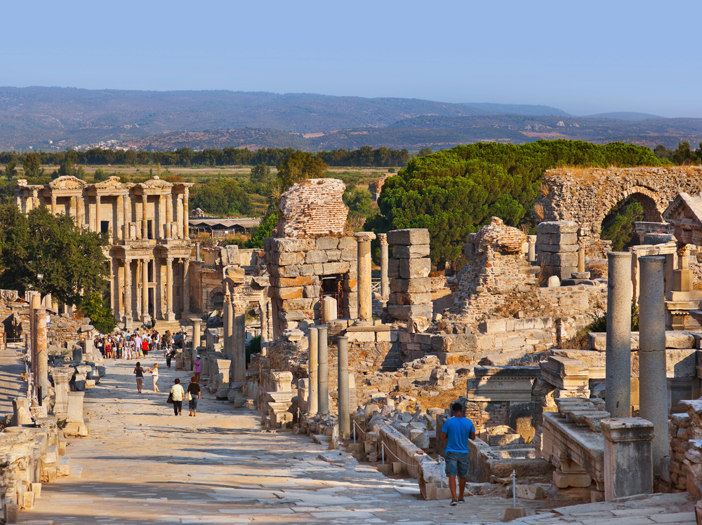Ancient stone columns near the Aegean coast